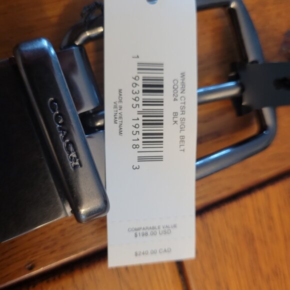 NWT COACH Men's Harness Buckle Belt Reversable Black Size 50 (cut to size) - Picture 5 of 5